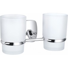 Два стакана для зубных щеток с держателем WONZON & WOGHAND, Хром (WW-1801)