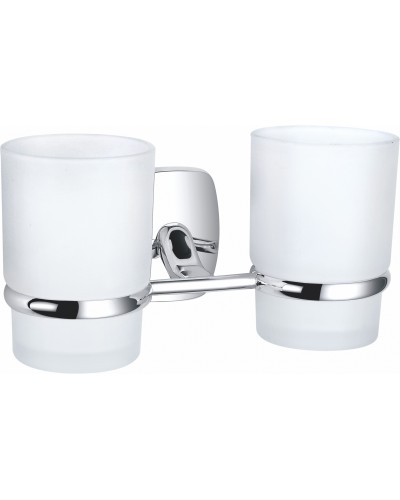 Два стакана для зубных щеток с держателем WONZON & WOGHAND, Хром (WW-1801)
