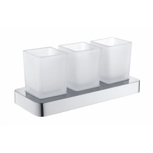 Три стакана для зубных щеток с держателем WONZON & WOGHAND, Хром (WW-8338)