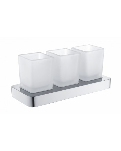 Три стакана для зубных щеток с держателем WONZON & WOGHAND, Хром (WW-8338)