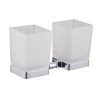 Два стакана для зубных щеток с держателем WONZON & WOGHAND, Хром (WW-6628)