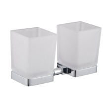 Два стакана для зубных щеток с держателем WONZON & WOGHAND, Хром (WW-6628)