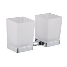 Два стакана для зубных щеток с держателем WONZON & WOGHAND, Хром (WW-6628)