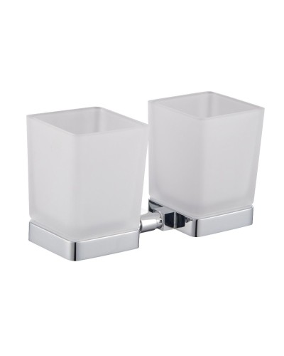 Два стакана для зубных щеток с держателем WONZON & WOGHAND, Хром (WW-6628)