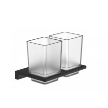 Два стакана для зубных щеток с держателем WONZON & WOGHAND, Черный (WW-9128-BL)