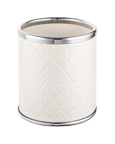 Стакан настольный Geralis M-NCWH-M Ромб белый, кант хром