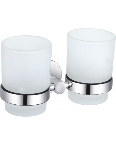 Два стакана для зубных щеток с держателем WONZON & WOGHAND, Хром (WW-8128)