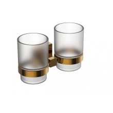 Два стакана для зубных щеток с держателем WONZON & WOGHAND, Темное золото (WW-8928-DG)