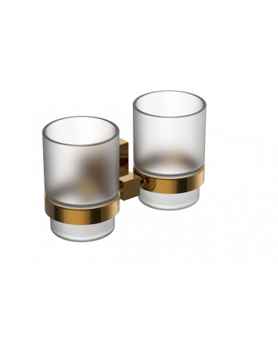 Два стакана для зубных щеток с держателем WONZON & WOGHAND, Темное золото (WW-8928-DG)