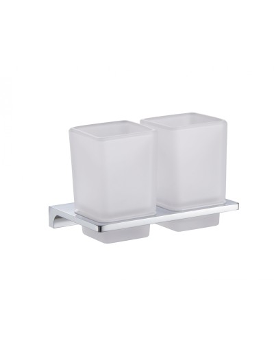 Два стакана для зубных щеток с держателем WONZON & WOGHAND, Хром (WW-9128)