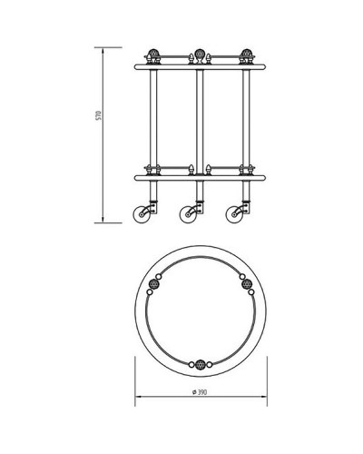 Столик Migliore Cristalia 16850 на колесиках Золото с кристаллами Swarovski