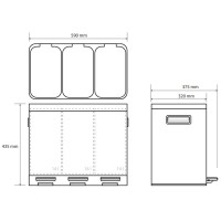 Контейнер для сортировки мусора 3×14л Bemeta Home 104315262