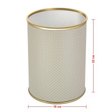 Ведро для мусора 3л открытое Geralis M-RWG-B Ромб белое, кант золото