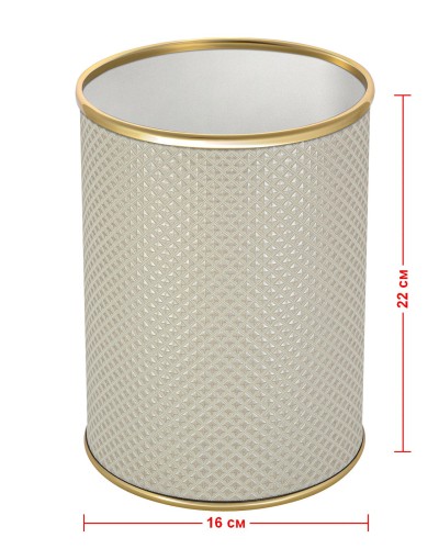 Ведро для мусора 3л открытое Geralis M-RWG-B Ромб белое, кант золото