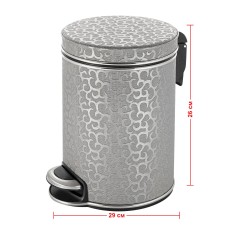 Ведро для мусора 5л Geralis V-FHH-B FLOWER серебро, кант хром