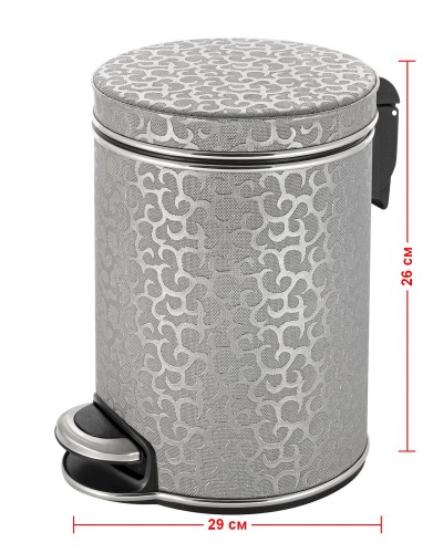 Ведро для мусора 5л Geralis V-FHH-B FLOWER серебро, кант хром