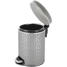 Ведро для мусора 5л Geralis V-FHH-B FLOWER серебро, кант хром