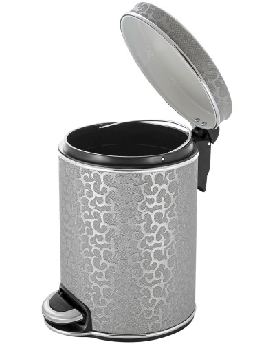 Ведро для мусора 5л Geralis V-FHH-B FLOWER серебро, кант хром