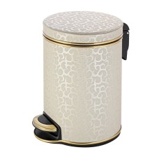 Ведро для мусора 5л Geralis V-FLG-B FLOWER бежевое, кант золото