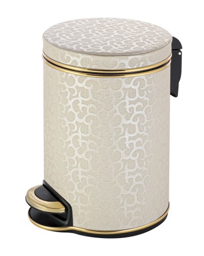 Ведро для мусора 5л Geralis V-FLG-B FLOWER бежевое, кант золото