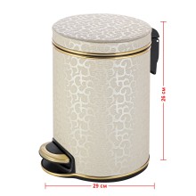 Ведро для мусора 5л Geralis V-FLG-B FLOWER бежевое, кант золото