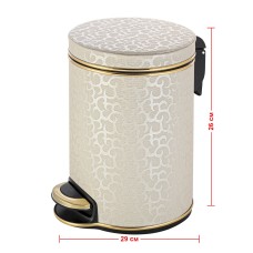 Ведро для мусора 5л Geralis V-FLG-B FLOWER бежевое, кант золото
