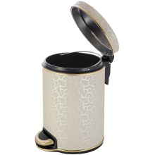 Ведро для мусора 5л Geralis V-FLG-B FLOWER бежевое, кант золото