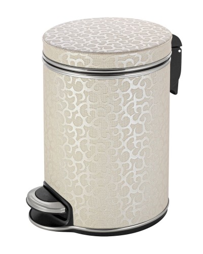 Ведро для мусора 5л Geralis V-FLH-B FLOWER бежевое, кант хром