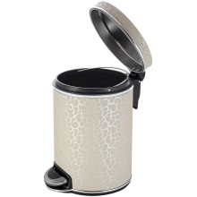 Ведро для мусора 5л Geralis V-FLH-B FLOWER бежевое, кант хром