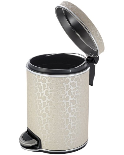 Ведро для мусора 5л Geralis V-FLH-B FLOWER бежевое, кант хром