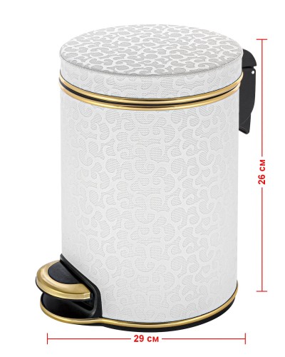 Ведро для мусора 5л Geralis V-FWG-B FLOWER белое, кант золото