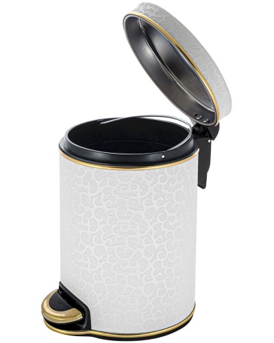 Ведро для мусора 5л Geralis V-FWG-B FLOWER белое, кант золото