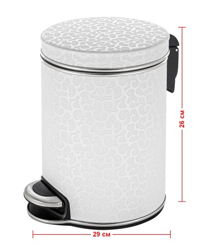 Ведро для мусора 5л Geralis V-FWH-B FLOWER белое, кант хром