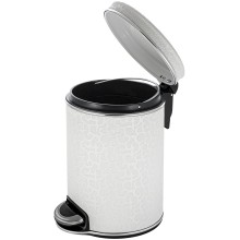 Ведро для мусора 5л Geralis V-FWH-B FLOWER белое, кант хром