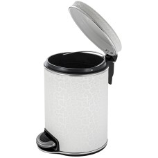 Ведро для мусора 5л Geralis V-FWH-B FLOWER белое, кант хром