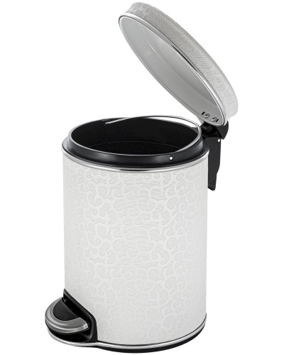 Ведро для мусора 5л Geralis V-FWH-B FLOWER белое, кант хром