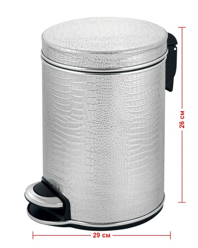 Ведро для мусора 5л Geralis V-KHH-B CROCO серебро, кант хром