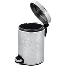 Ведро для мусора 5л Geralis V-KHH-B CROCO серебро, кант хром