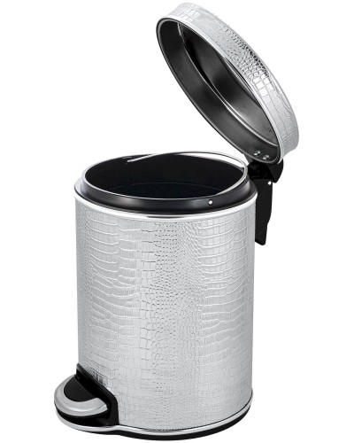 Ведро для мусора 5л Geralis V-KHH-B CROCO серебро, кант хром