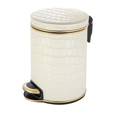 Ведро для мусора 5л Geralis V-KLG-B CROCO бежевое, кант золото