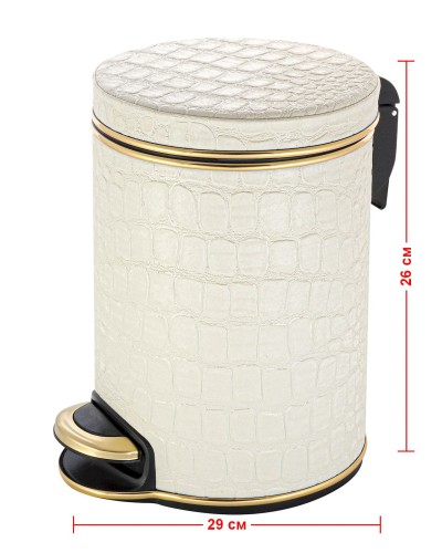 Ведро для мусора 5л Geralis V-KLG-B CROCO бежевое, кант золото