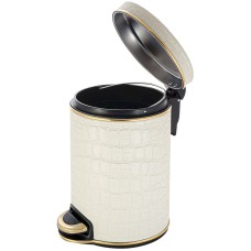 Ведро для мусора 5л Geralis V-KLG-B CROCO бежевое, кант золото