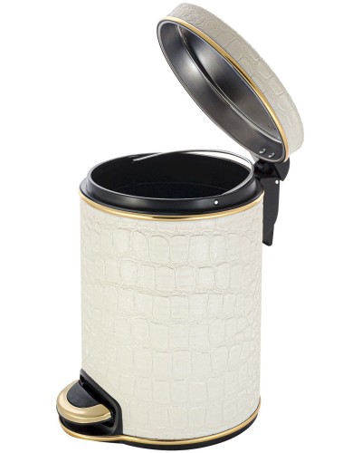 Ведро для мусора 5л Geralis V-KLG-B CROCO бежевое, кант золото