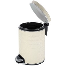 Ведро для мусора 5л Geralis V-KLH-B CROCO бежевое, кант хром