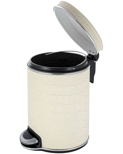 Ведро для мусора 5л Geralis V-KLH-B CROCO бежевое, кант хром