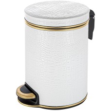 Ведро для мусора 5л Geralis V-KWG-B CROCO белое, кант золото