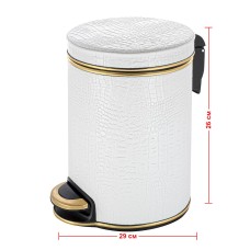 Ведро для мусора 5л Geralis V-KWG-B CROCO белое, кант золото