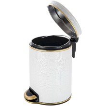 Ведро для мусора 5л Geralis V-KWG-B CROCO белое, кант золото