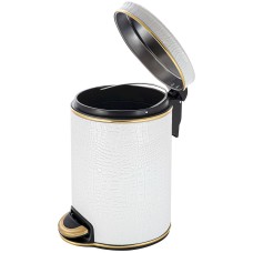 Ведро для мусора 5л Geralis V-KWG-B CROCO белое, кант золото