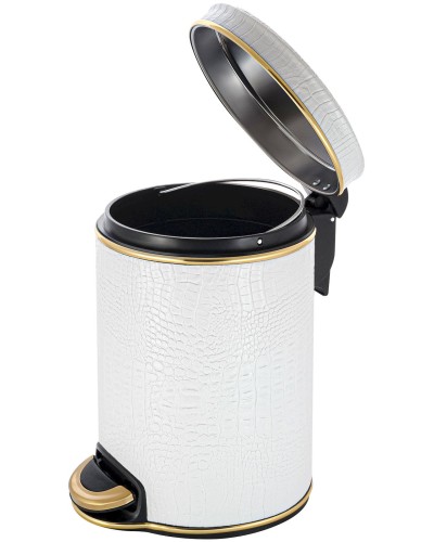 Ведро для мусора 5л Geralis V-KWG-B CROCO белое, кант золото